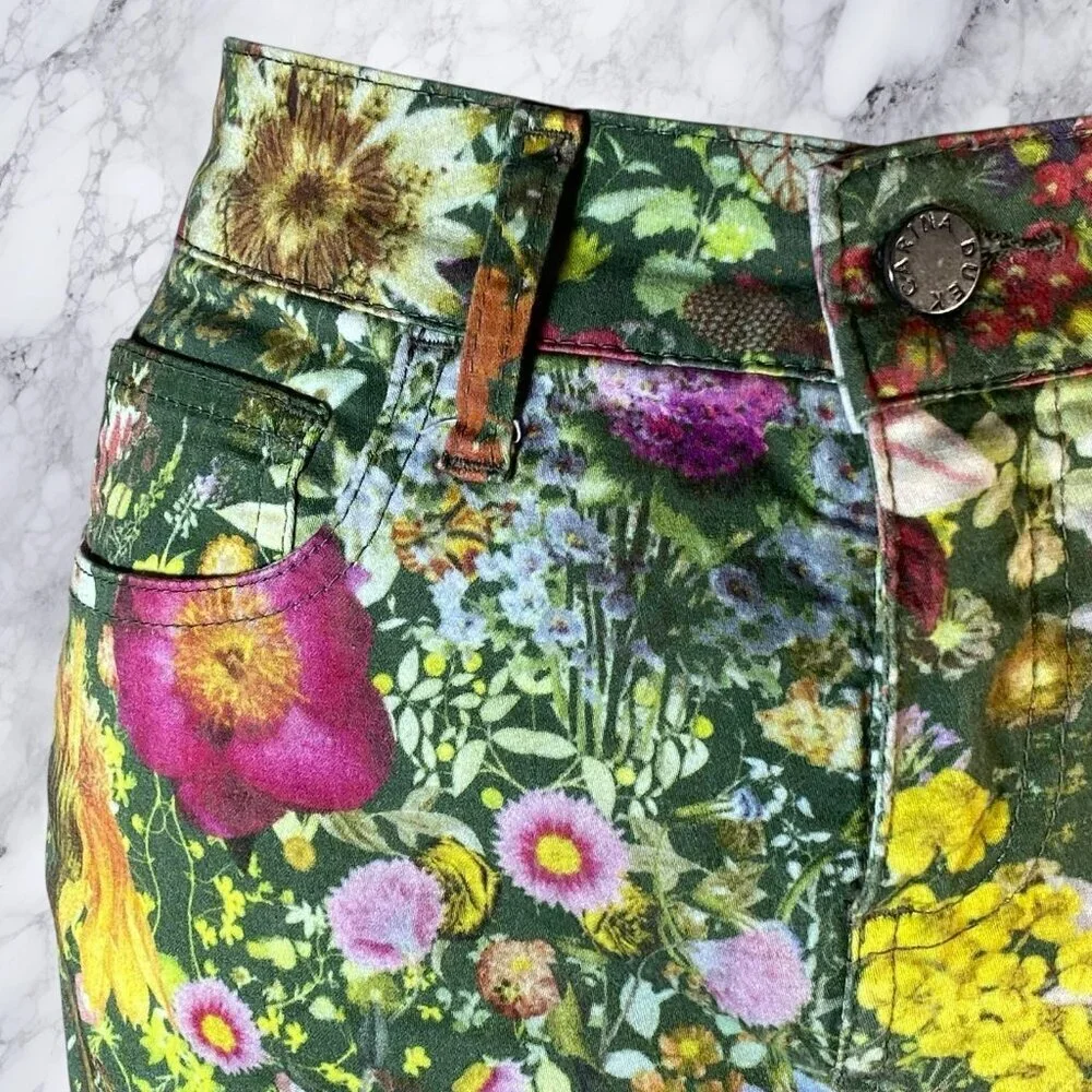 Carina Duek Endless Paradis Floral Print Denim Skirt